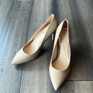 Jessica Simpson Tan Snakeskin Heels NWOT